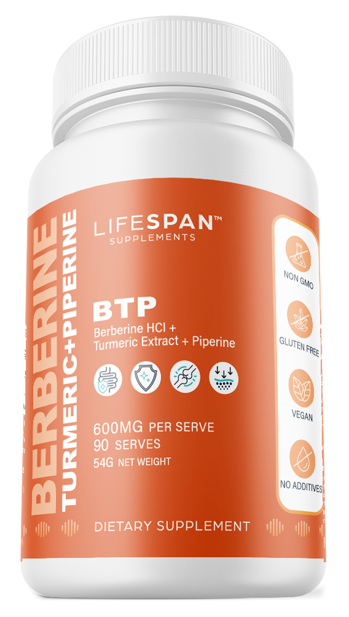 Lifespan Supplements BTP - Berberine, Turmeric and Piperine for Weight Management - 90 serves Bottle